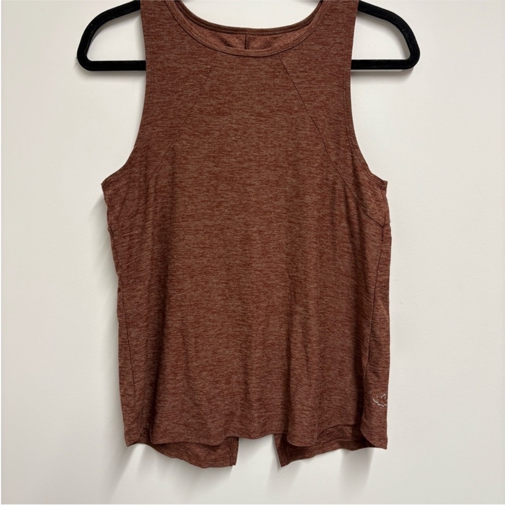 Brown Heathered Beyond Yoga Open Back Tank Top